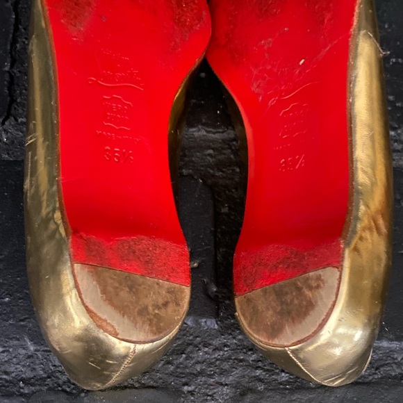 Christian Louboutin gold ballerina peep toe flats - Picture 13 of 16